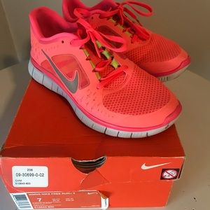 Nike Free Run +3. Hot Pink. Size 7